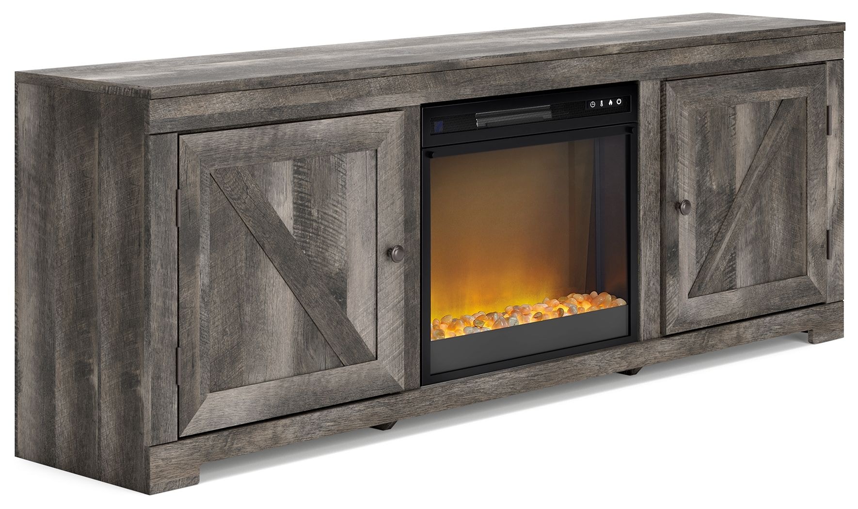 Ashley Wynnlow 72'' TV Stand With Fireplace Insert Glass/Stone